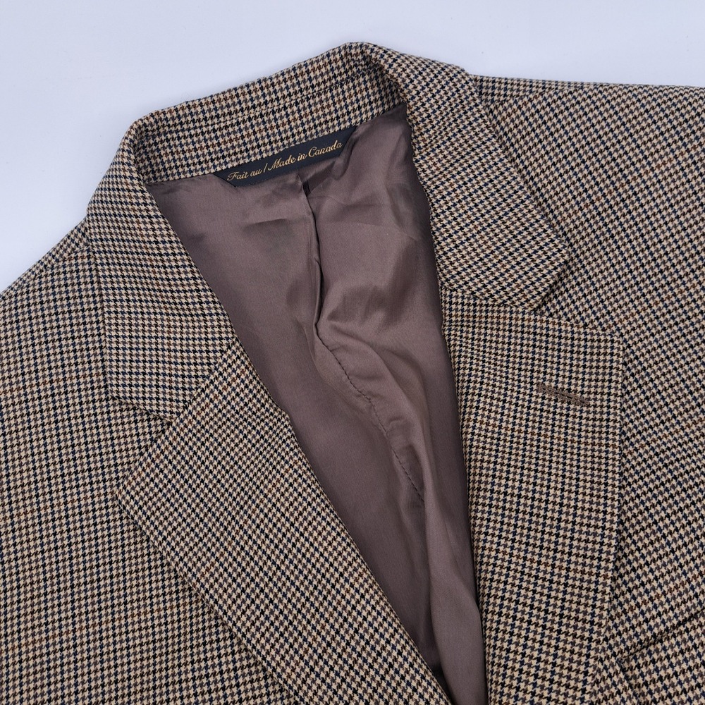 Jack Victor Lanzawood Blazer Mens 40R Wool Beige Houndstooth 3-Button Canada